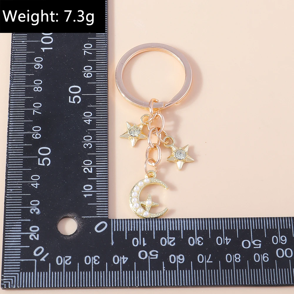 Romantic Moon Star Keychains Crystal Key Rings Gift for Women Men Car Key  Handbag Pendants Jewelry Making Accessorie