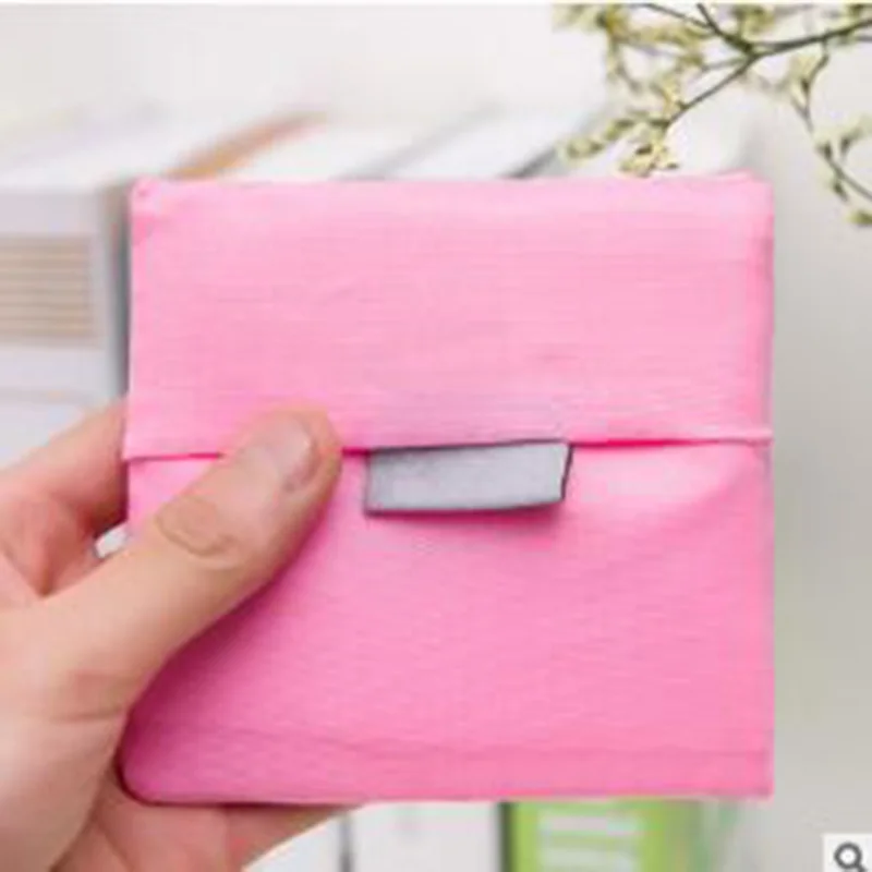 Shopping Bag Solid Color Eco-friendly Folding Reusable Portable Shoulder Handbag Polyester for Travel Grocery