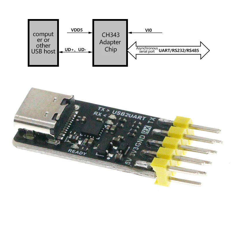 CH343P CH343 Type-C USB to Serial/TTL UART Module 3.3V 5V Switch Instead CH340