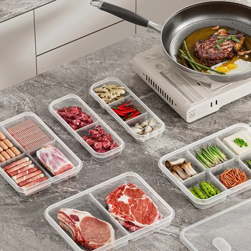 

Новинка, 1/3 шт., 2/3/6 сеток, гребешки, мясо, свежесть, коробка для хранения в холодильнике, контейнер для еды с отверстиями, герметичный контейнер для холодного хранения