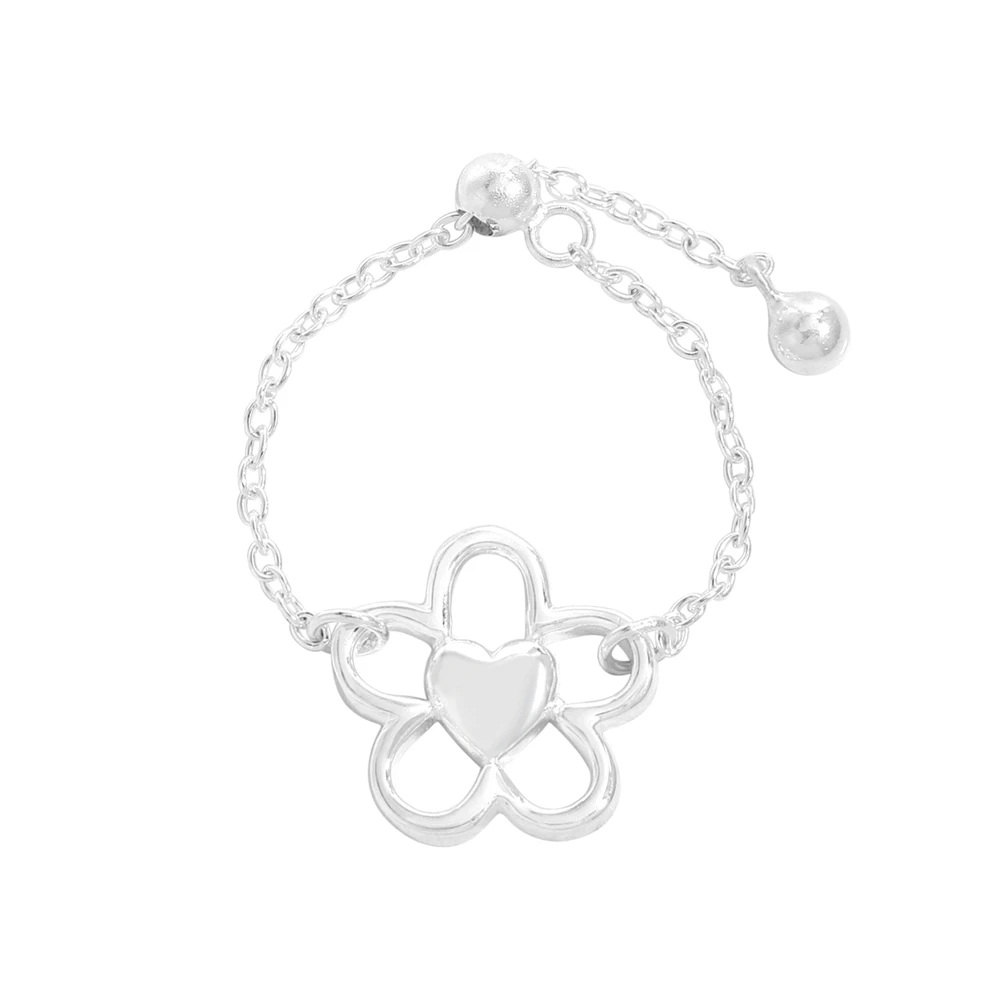 

INS Нишевый дизайн в корейском стиле, стерлинговое серебро S925, регулируемое кольцо с цветком в форме сердца, женский аксессуар натяжного типа