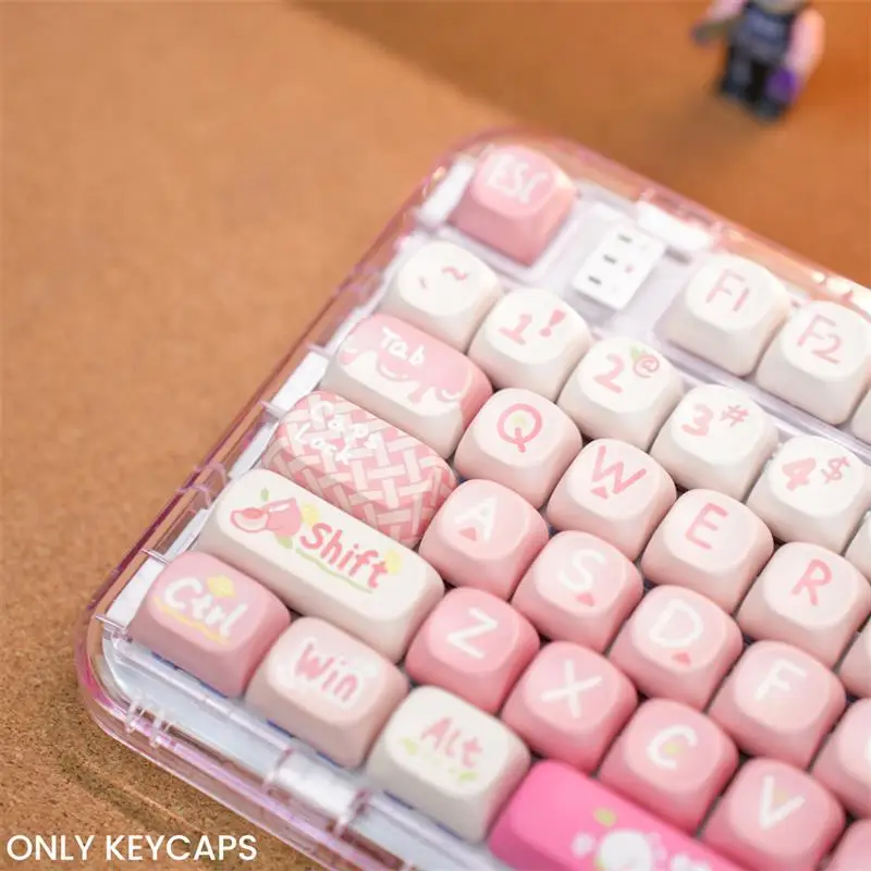 134 Tasten Moa Profil Tasten kappen rosa Pfirsich Thema pbt Farbstoff Sublimation angepasste Tasten kappen Kit für mechanische Tastatur mx Schalter