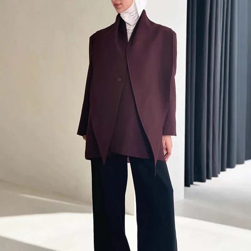 

European and American cross-border explosion 2025 spring and summer new high-end silhouette shawl streamer one-button blazer wom