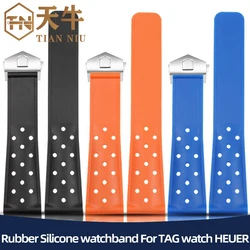 22mm Waterproof Rubber Silicone watchband Black blue red For TAG watch HEUER MONACO CARRERA FORMULA 1 Men Watch Strap