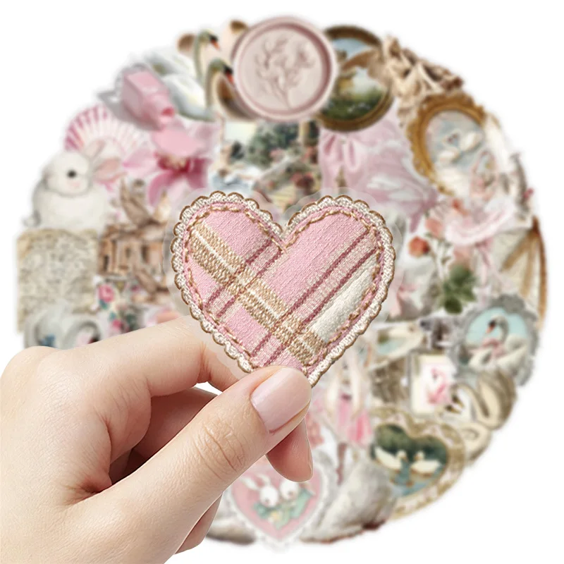 50PCS Pink Ballet Swan Lake PET Cartoon Stickers INS Style Small Fresh Decal DIY Luggage Phone Guitar Scrapbook Cup Kid Toys