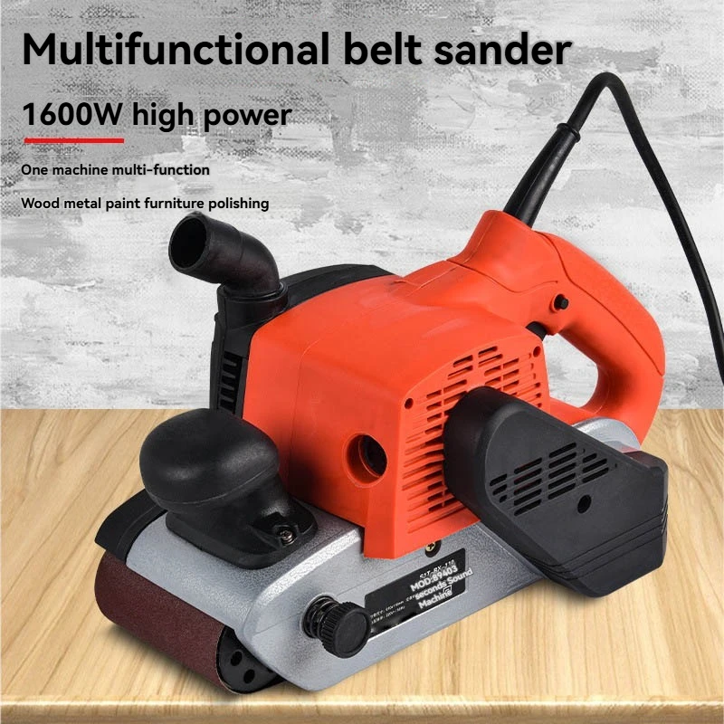 

Портативная ручная ленточная шлифовальная машина 1600 Вт, мощный электрический инструмент для шлифовки и полировки дерева
