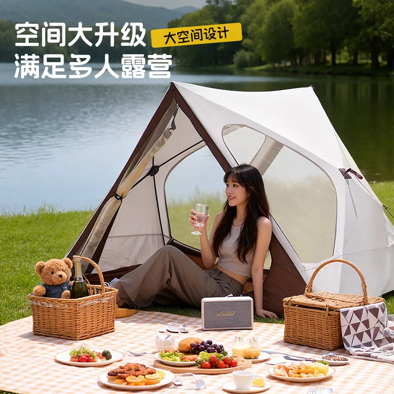 Automatic quick-opening triangle tent outdoor portable folding camping tent