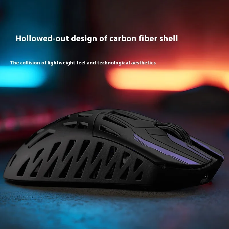 IROK HE6 ULTRA Mouse Nirkabel Dual 8K Gaming Mouse Serat Karbon PAW3950 3Mode E-sport Ringan Mouse Kantor PC Aksesoris