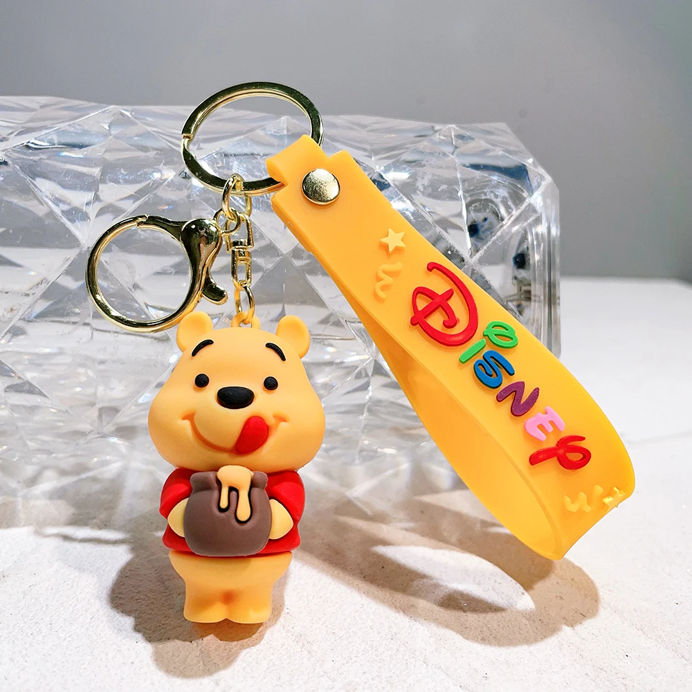 Pooh urso chaveiro dos desenhos animados winnie the pooh bonito boneca chaveiro moda casal saco ornamento chaveiro carro pingente presente