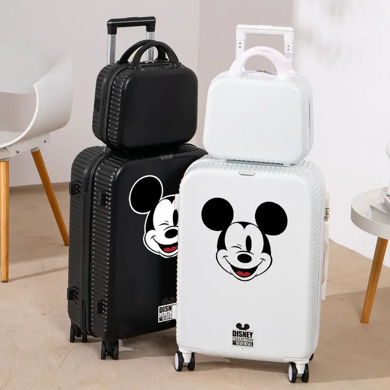 Disney New Mouse 20 Inch Cabin Rolling Luggage Women Cartoon Zipper Luggage ABS+PC Large capacity Travel Suitcase Set Universal