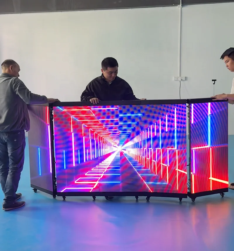 Полноцветный высококачественный мобильный портативный DJ-пульт P3.91, складной светодиодный экран для диджейской сцены, для ночных баров, свадеб и дискотек
