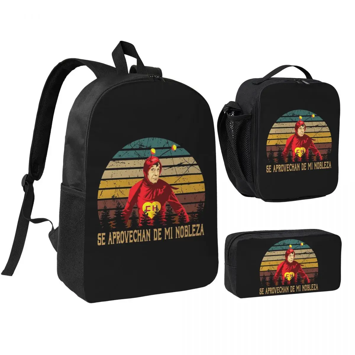 

El Chavo Del Ocho TV Series Backpack Student BookBag School Bag Shoulder Bags 3ps Insulated Lunch Bag Pencil Case