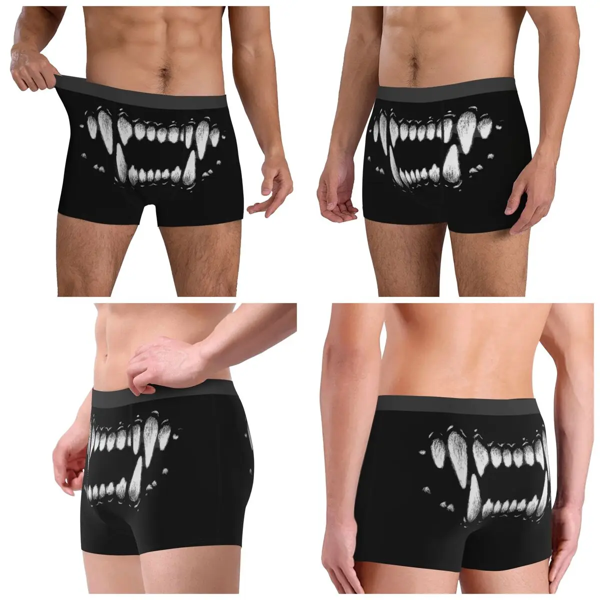 Boxer Underpants Shorts Wolf Teeth Panties Men Ventilate Underwear for Homme Man Boyfriend Gift