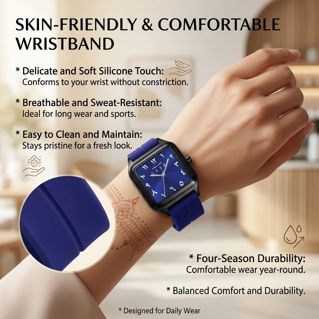 1pc Fashion Square Watch Black Case Blue Strap Simple Personality Dial Daily Versatile Student Commuter Women's