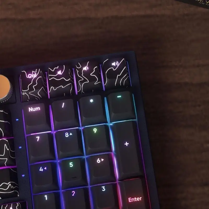 Y1UB Customizable 108Key PBT Keycap Set Line White Detailing and Front Backlit Glow for Aesthetic Typing