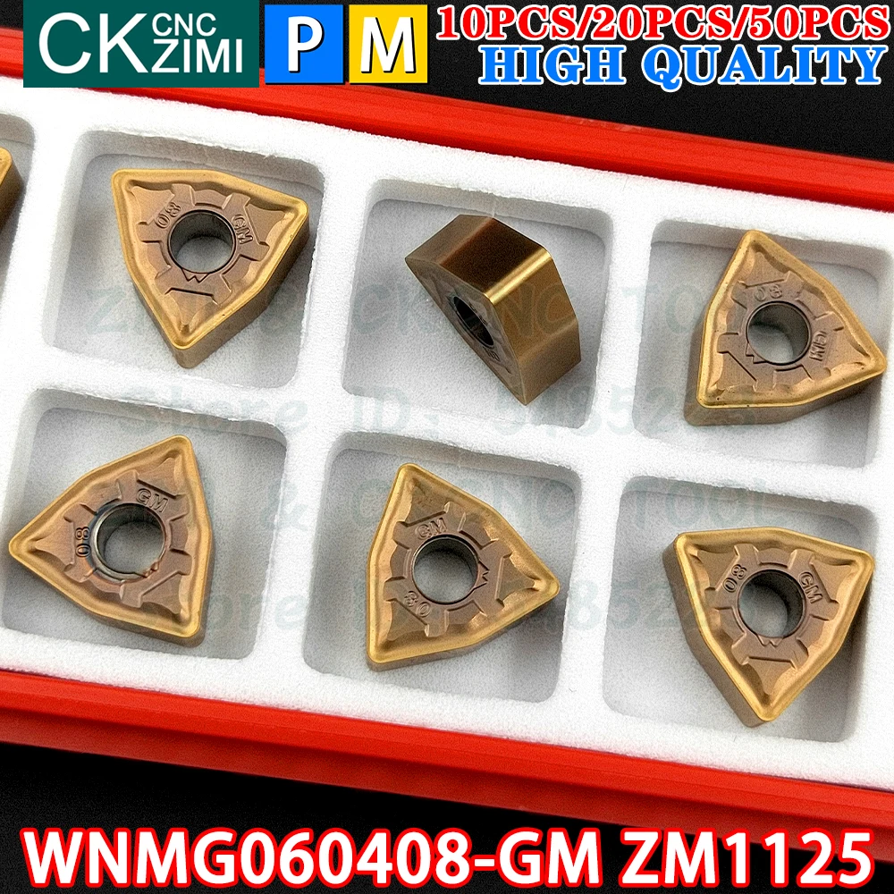 WNMG060408-GM ZM1125 WNMG 060408 GM ZM1125 Insertos de carburo Herramientas de inserto de torneado externo Máquina CNC negativa Herramientas de corte de torno de metal para acero inoxidable