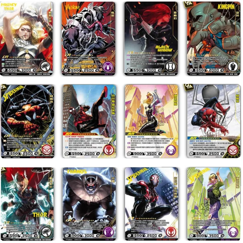 KAYOU New Marvel CR Cards Thunder Force Black Widow Venom The Avengers Hero Battle MR Flash Gold Card Game Collectile Card Toys