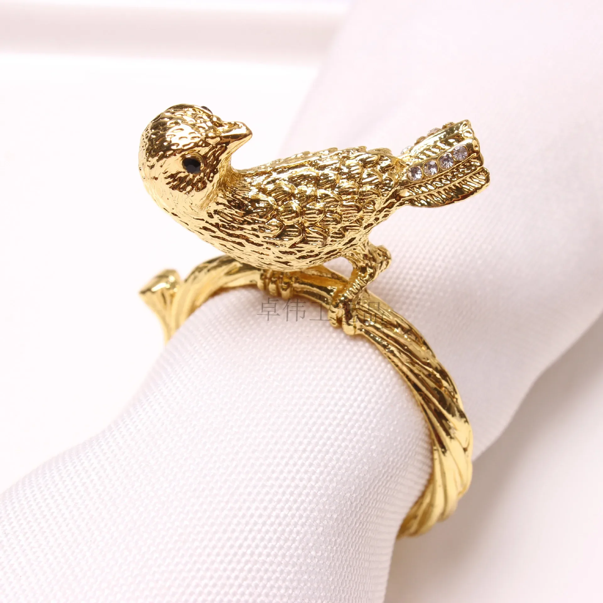 12pcs Plated metal golden bird model room napkin buckle hotel napkin ring napkin ring