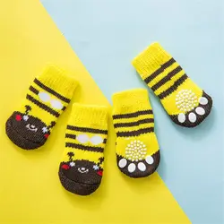 Pet Socks High Quality Non-slip Bottom Puppy Dog Socks Cat And Dog General Cotton Socks 4pc