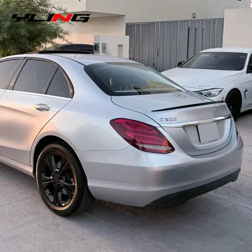 Imagen 2 del producto Para Mercedes Benz W205 Clase C AMG 2015 + C43 C63 C200 C250 C300 C400 alerón trasero de coche embellecedor de labio goma negra brillante
