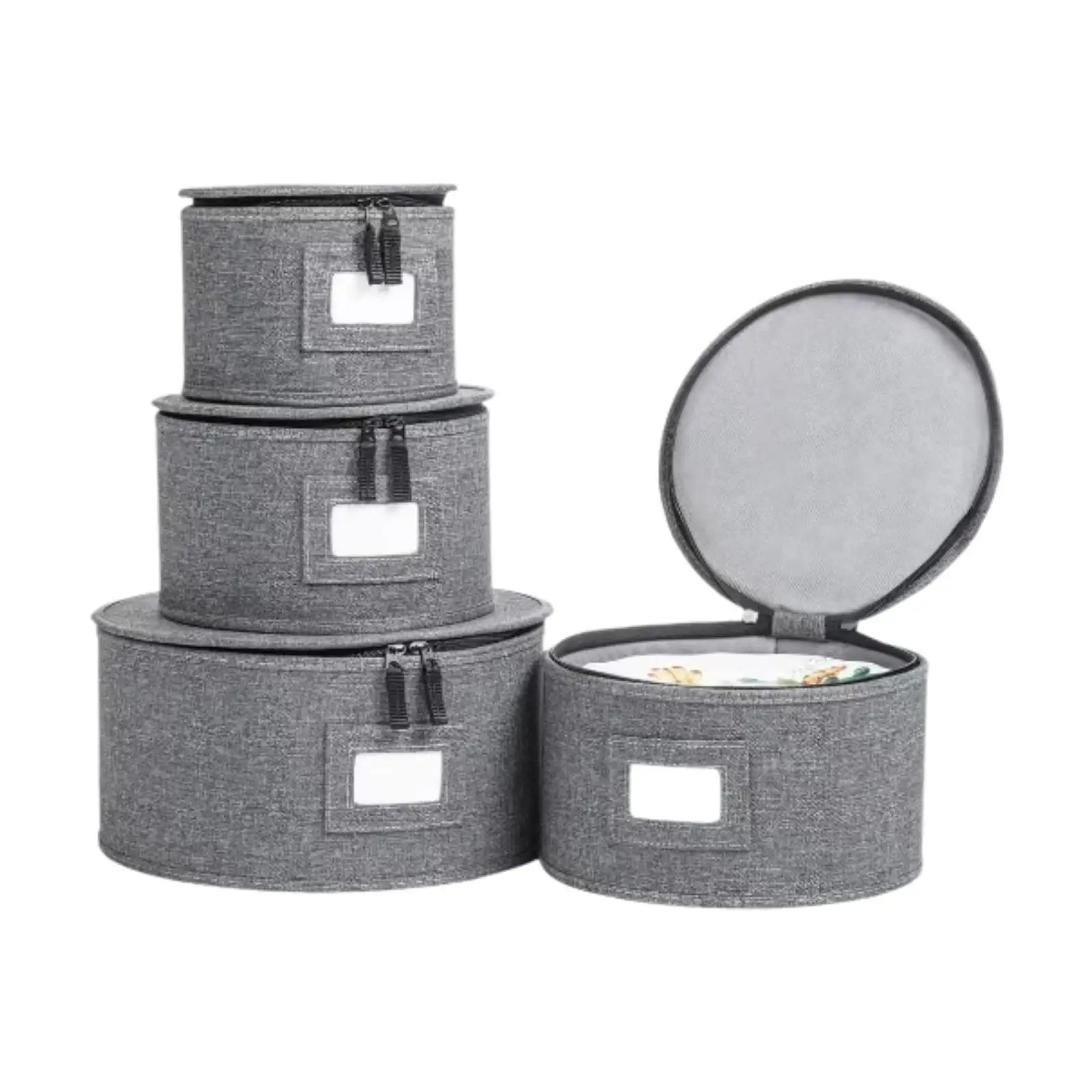 4Pcs Plate Storage Containers Move Out Essentials Sturdy Dish Organizer Quilted Set for Round Plates Moving and Seasonal Storage