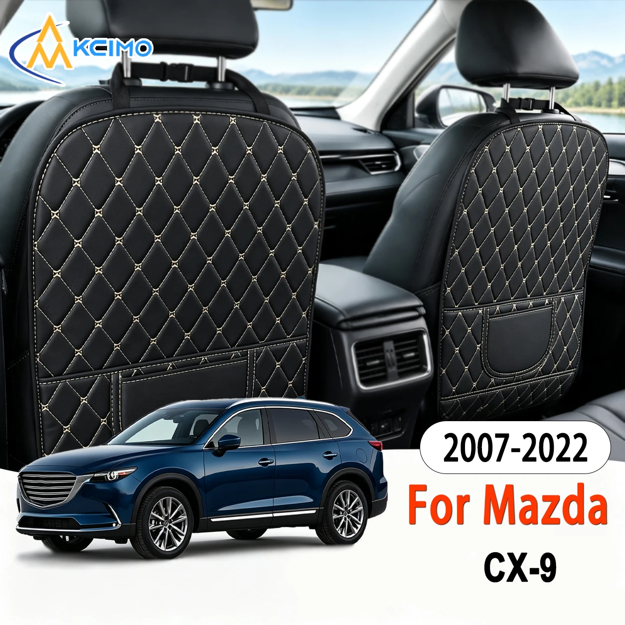 Quick Install PU Leather Rear Seat Anti-kick Mat For Mazda CX-9 2007-2022 Excellent, Easy Clean Car Seat Accessories