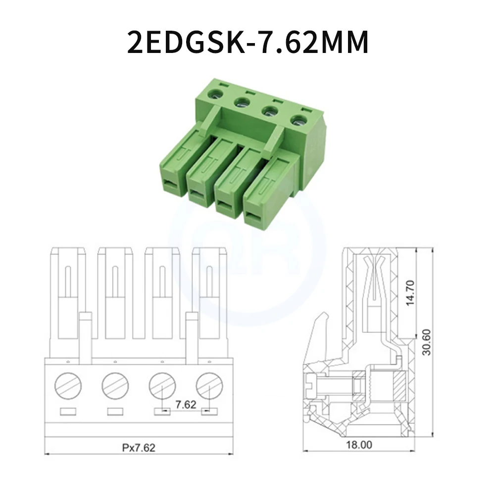 (10pcs) 2EDGSKP 15EDGSKP 7.62MM High Current 32A Plug-in Terminal Block 2EDGKP 7.62 Air-to-Air Solderless Butt 2-12Pin
