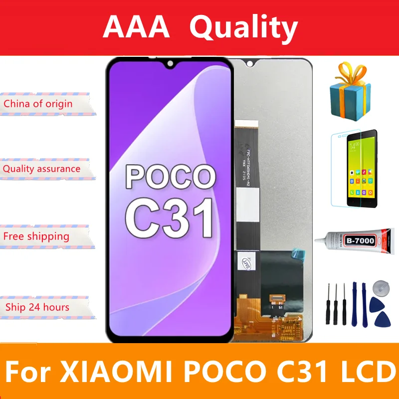 

6.53" Original For Xiaomi poco c31 LCD Display Touch Screen Digitizer Assembly with frame MZB0A0MIN, 211033MI, 22031116AI LCD