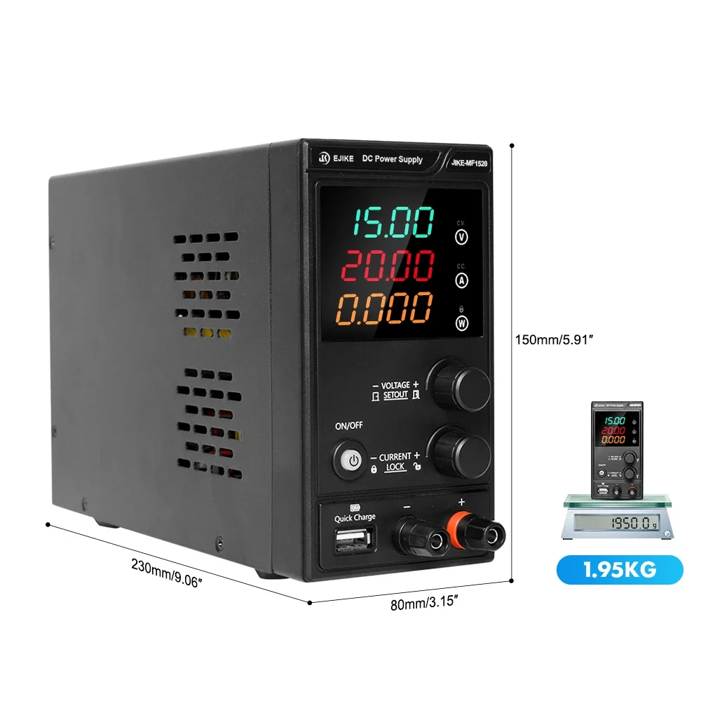 EJIKE  Dc Regulated Laboratory Power Supply Adjustable 15V 20A Heat Dissipation High Efficiency Workbench Dc Power Supplies