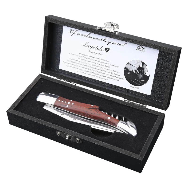 Stainless Steel Laguiole Wine Knife Corkscrew Bottle Openers Beer Can Knife Wood Handle Wedding Beer Can Wine Accessories in box