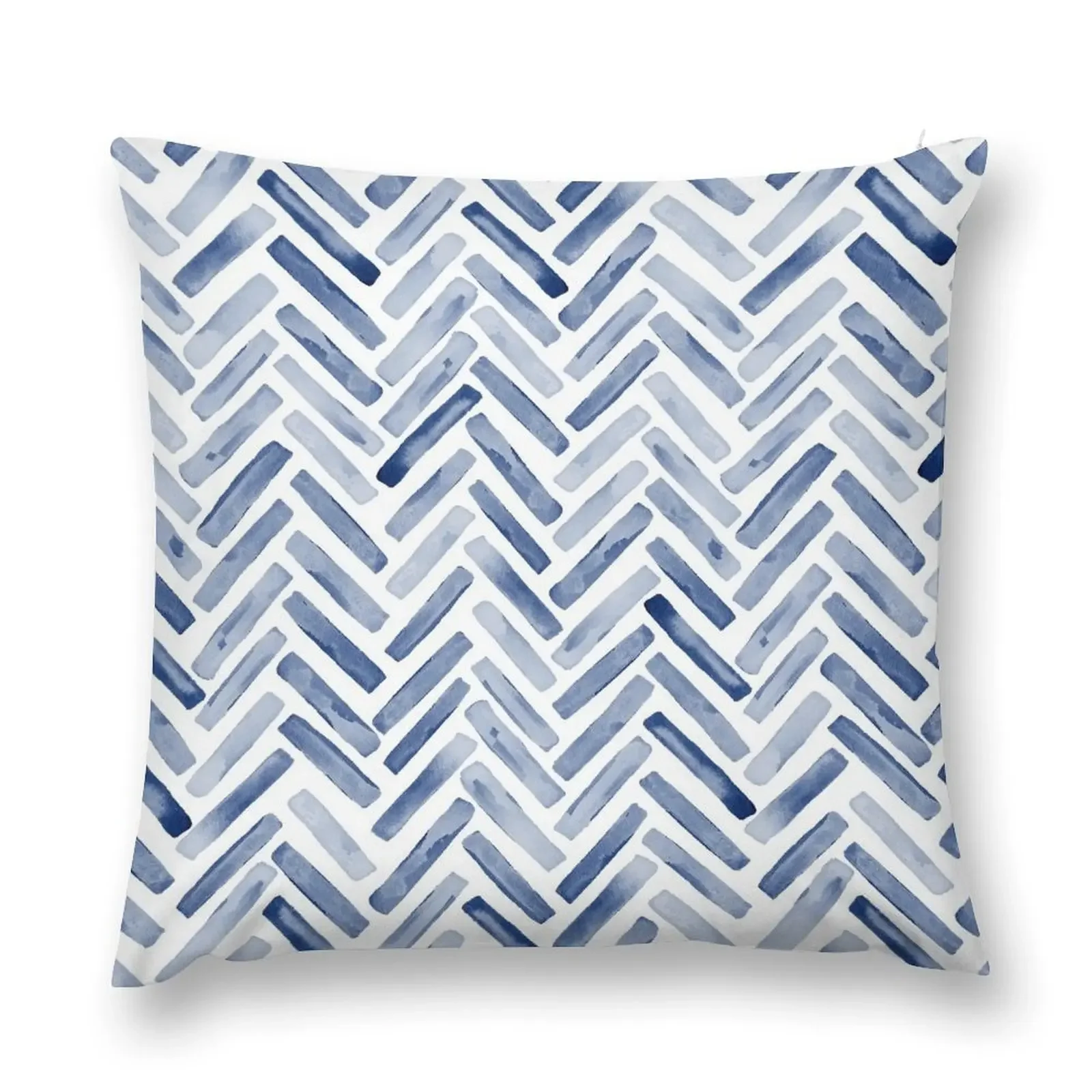 

Indigo Blue Watercolor Herringbone Chevron Throw Pillow New year Luxury Pillow Cover Christmas Pillow Cases