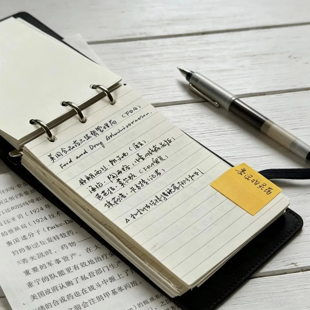 3 Holes Loose Leaf Binding Mini Pocket Notebook with 40Sheets Blank/Line Inner Page Stationery Notebook