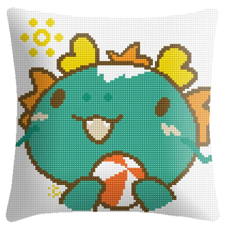 

cartoon pillow with Preprinted Canvas Pattern Unfinished Crocheting Yarn Mat Embroidery kit Home decoration Needlework 6CT