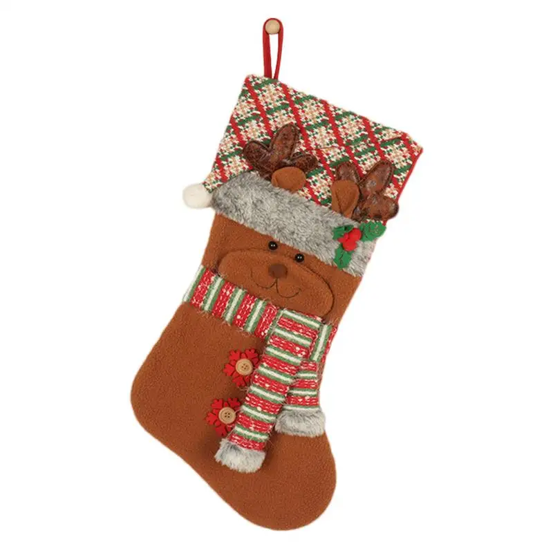 Classic Large Stockings Reusable Christmas Décor With Spacious Capacity Party Supplies Present Bag Festive Holiday Decorations