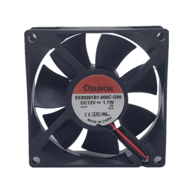 Ventilador sem escova, EE80251B1-000C-G99 8025, 80mm, 8cm, 12V 1.7W, DC silenciosa da bola, 80x80x25mm