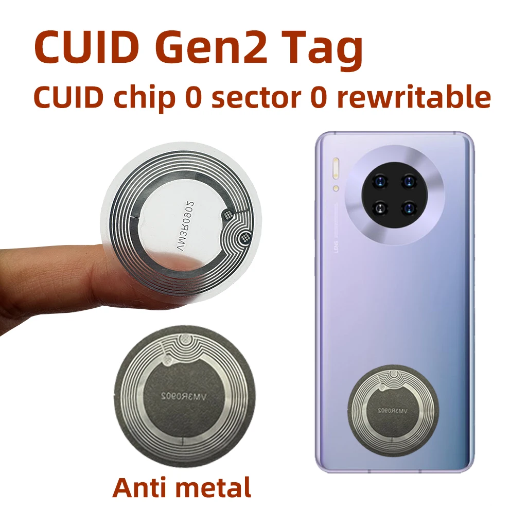 CUID Gen2 Electronic Tag 13.56MHz Changeable S50 1K RFID Wet Inlay Sector 0 Block 0 UID Rewritable CUID Anti Metal Stickers