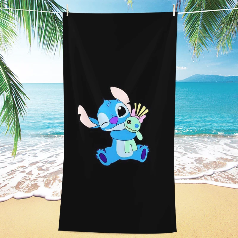 Beach Towel with Cute Stitch Pattern for Children and Adults, Microfiber Material, Soft and Comfortable Hotel Bathroom Towel