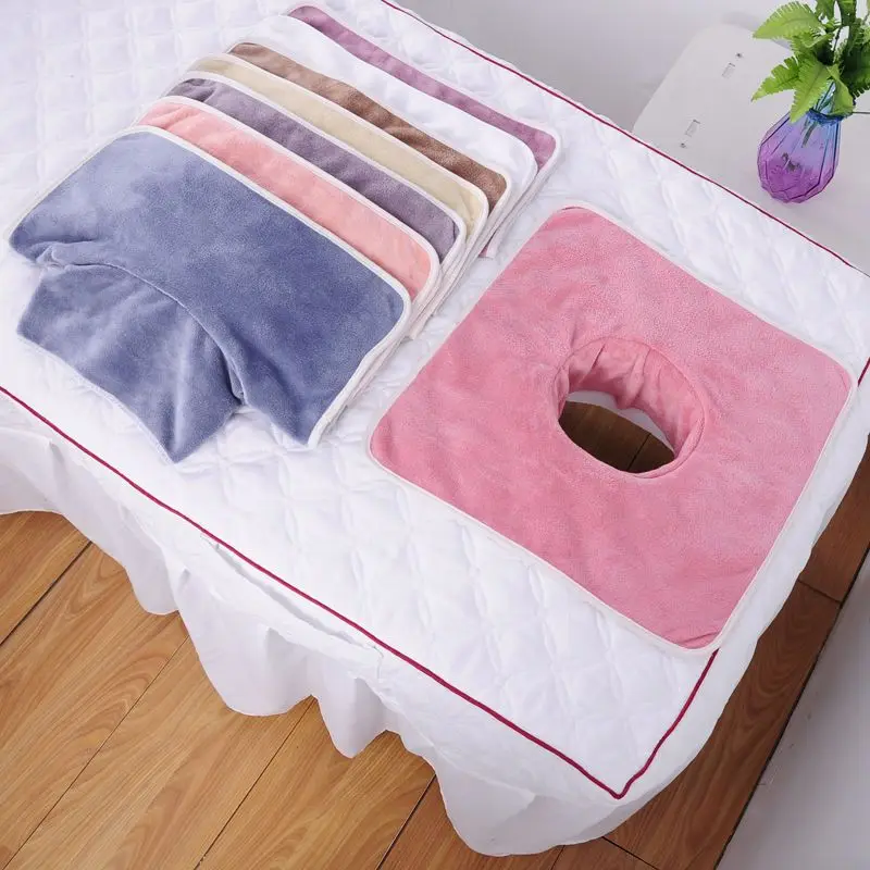 4PC Thickened Beauty SPA Massage Table Planking Face Towel With Hole For Hospital Hotel Beauty Salon