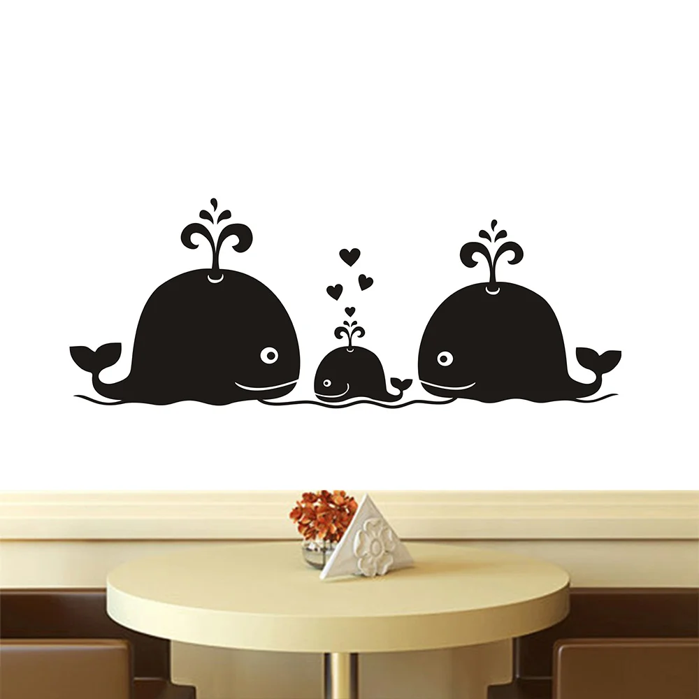 

New Cute Whale Hearts Family Wall Decals Baby Nursery Decor Kids Room Wall Stickers Hipster Modern Retro Vintage Interior Decor