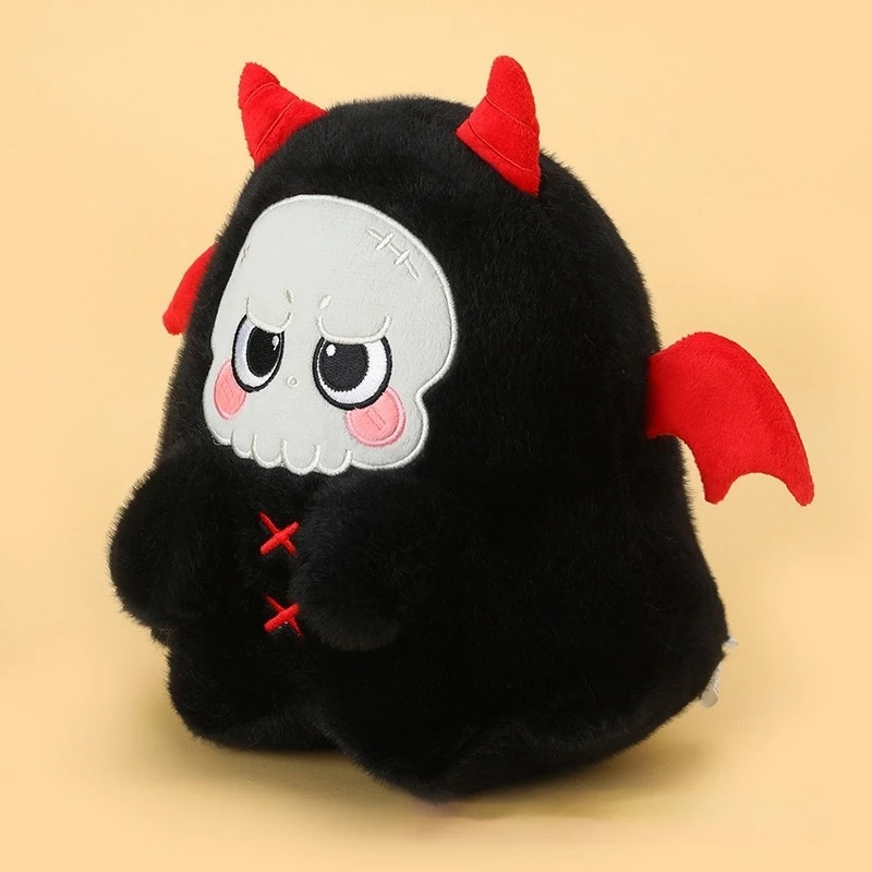 Figura Ghostface Decorazione spettrale per feste di Halloween - Cuscino in peluche con teschio demoniaco, bambola raccapricciante carina rossa e nera per la camera da letto Goth
