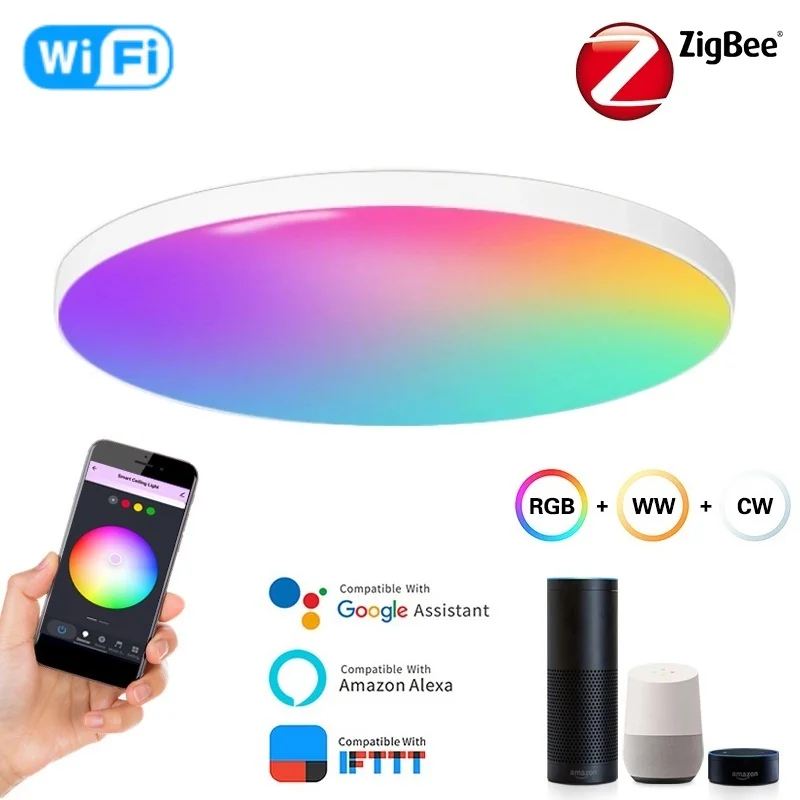 

Zigbee 3.0 Smart Ceiling Light Wifi RGB LED Ceiling Lamp Remote Control Alexa Google voice Living room Home Decor Smart Lights