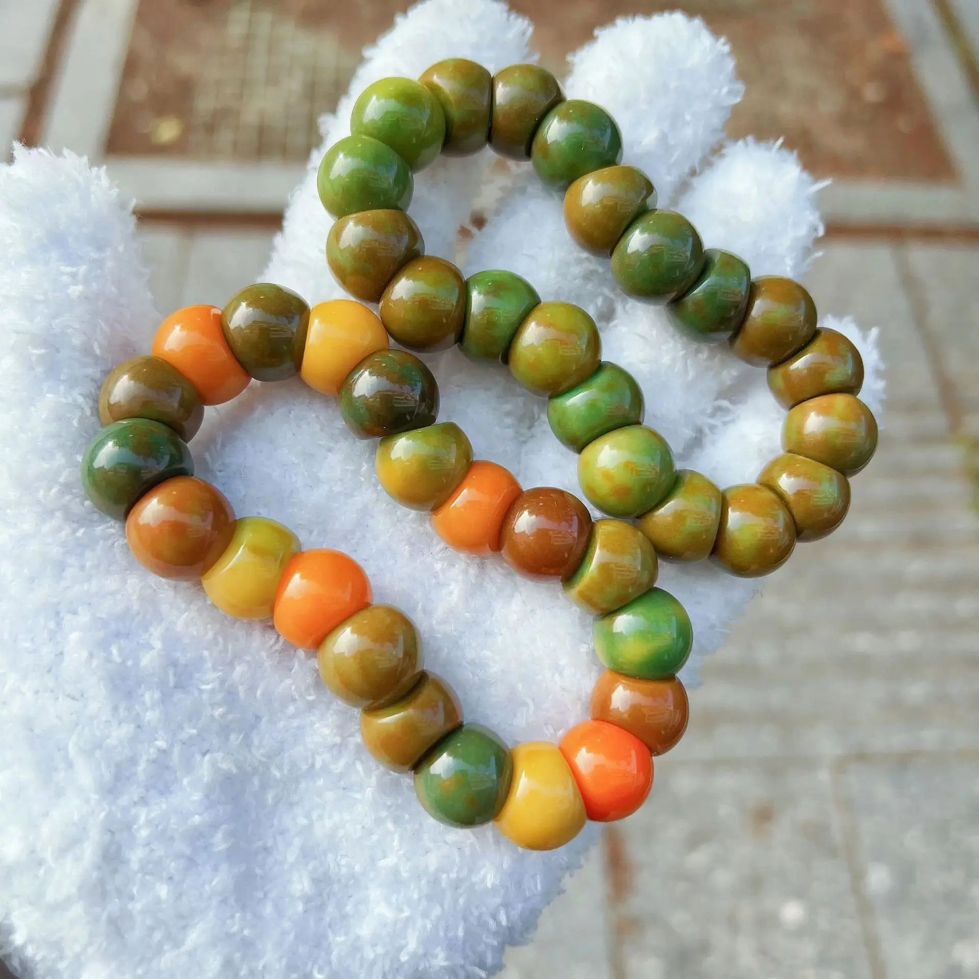 Natural Pattern Bodhi Root Garlic Clove Large Intestine Bracelet Worry Beads Prayer Beads Gifts