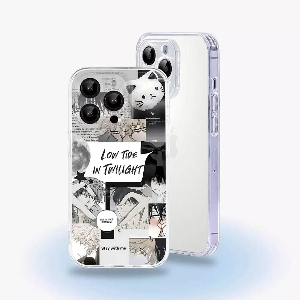 L-Low T-Tide in T-Twilight 아이폰 16,15,14,13,12,11 Pro,Max,Plus,X,XS,XR,SE4,E Mini 투명 소프트 케이스