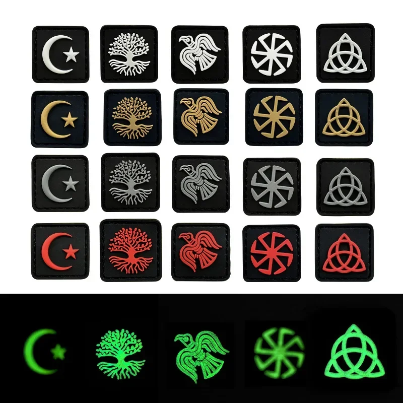 Celtic Symbols PVC Morale Badge for Tactical Backpack Viking Hook&loop Patches 3D Rubber Talisman Triquetra Emblem Islamic Sign