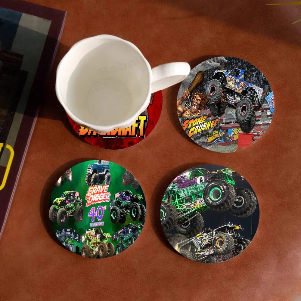 Posavasos de Madera con Diseño de Monster Jam, Antideslizante, Resistente al Calor, Decoración para Mesa de Comedor, Cafetería, Restaurante, Regalo Único