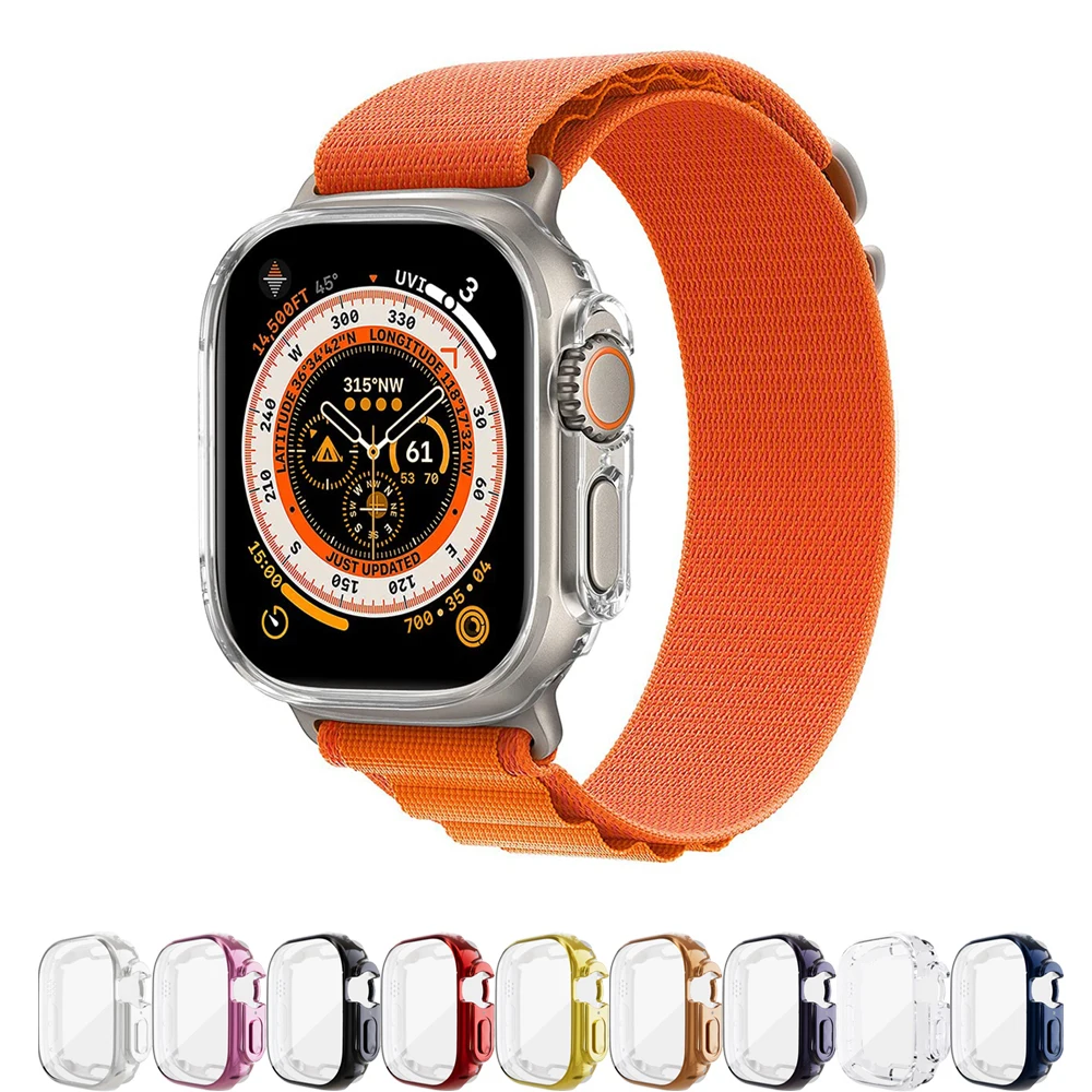 silicone Protector Case for Apple Watch 8 Ultra 49mm case Iwatch 7 6 5 4 3 2 44 40 44 45 mm Frame Bumper Shell Accessories