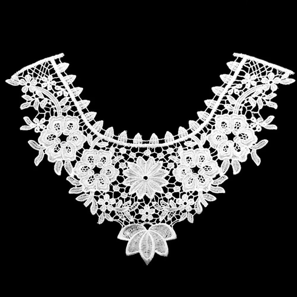 1Pcs Embroidered Fake Collar Fine Venise Lace Fabric Dress Applique Blouse Sewing Trims DIY Neckline Collar Costume Decoration