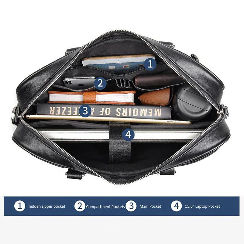 Sac à Main de Luxe en Cuir group pour Homme, Étui Bombe, à Bandoulière, Business, Messager pour Ordinateur Portable, 15.6 Pouces