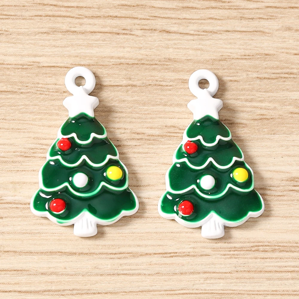 Tusember 5 Stück Emaille-Weihnachtsanhänger mit Weihnachtsmann, Schneeflocke und Schneemann für Weihnachtshalsketten, Ohrringe, Armbänder und Bastelarbeiten – Detail 23