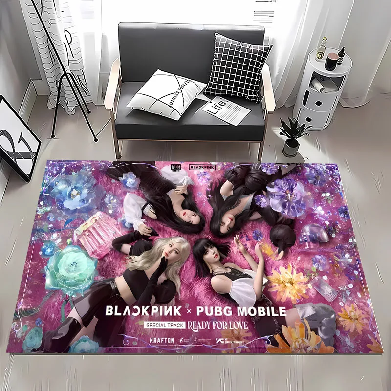 Korean Idol Group B-BLACK P1NK Printing Carpet for Living Room Bedroom Alfombra Anti-slip Soft Rug SofaDoormat Home Decor Tapete